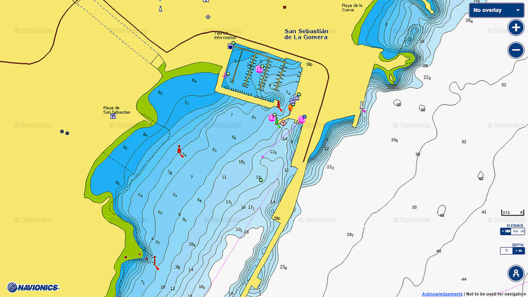 Открыть карту Navionics стоянки яхтв марине в Сан Себастьян де ла Гомера. Канарские острова