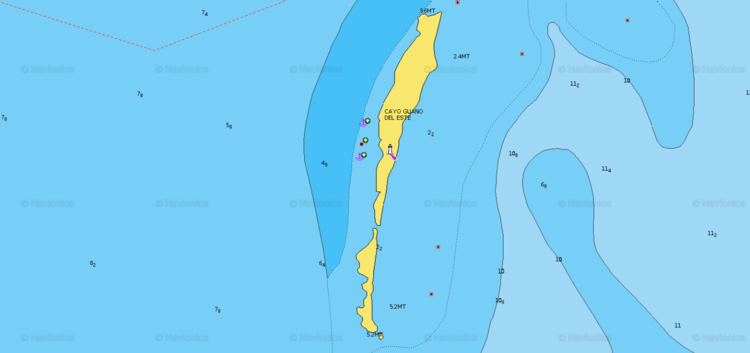 Открыть карту Navionics якорной стоянки яхт у острова Гуано. Куба. Карибское море.
