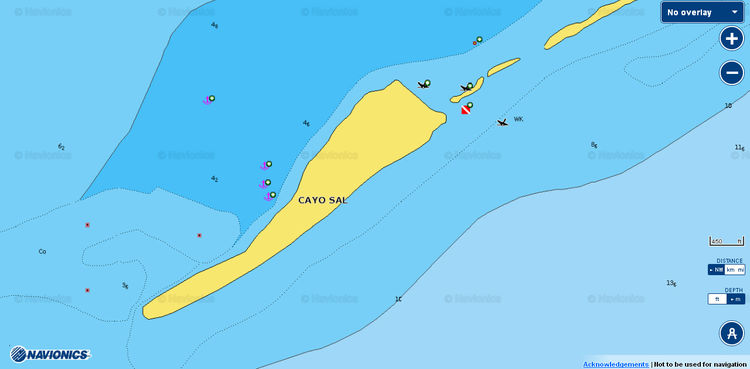 Открыть карту Navionics якорной стоянки яхт у остров Сал