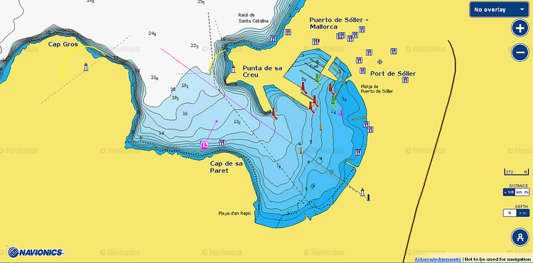 Открыть карту Navionics яхтенной марины  Порт Сольер. Майорка. Балеарские острова