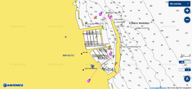 Открыть карту Navionics яхтенной марины Порто Этна. Катанья. Сицилия.