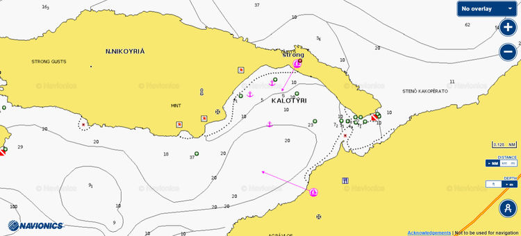 Открыть карту Navionics стоянок яхту острова Никурия. Аморгос. Киклады. Греция
