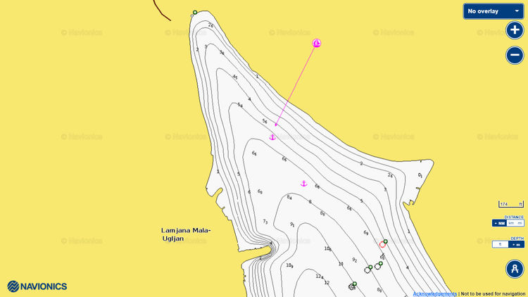 Открыть карту Navionics стоянки яхт на буях в Малая Ламьяна