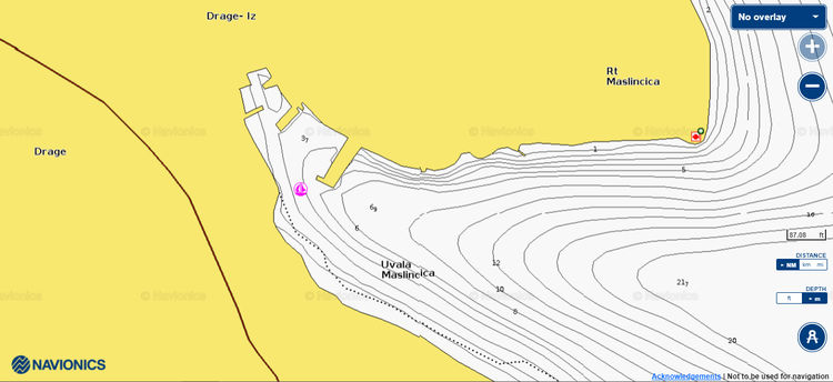 Открыть карту Navionics стоянок яхт у  деревни Драге