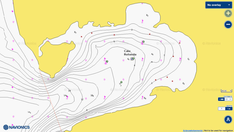 Открыть карту Navionics стоянок яхт в бухте Ротонда (Фавиньяна)