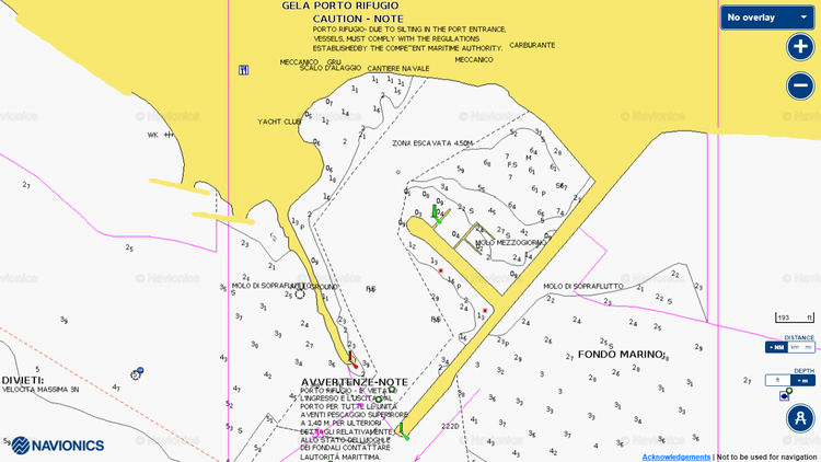 Открыть карту Navionics стоянок яхт в Порту Джела