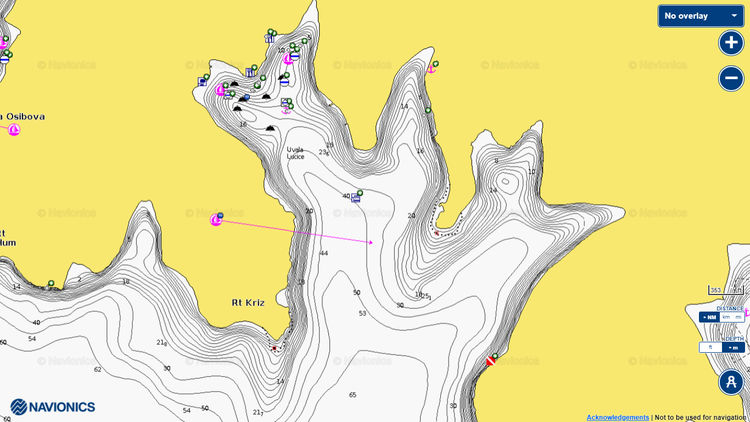 Открыть карту Navionics яхтенных стоянок в бухте Лучице. Остров Брач. Хорватия