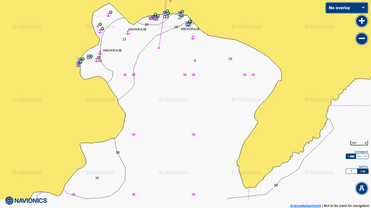 Открыть карту Navionics стоянок яхт в бухте Чокатме
