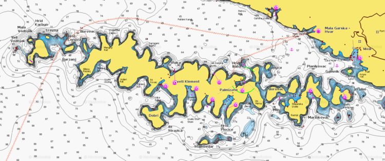 Открыть карту Navionics Паклинских островов