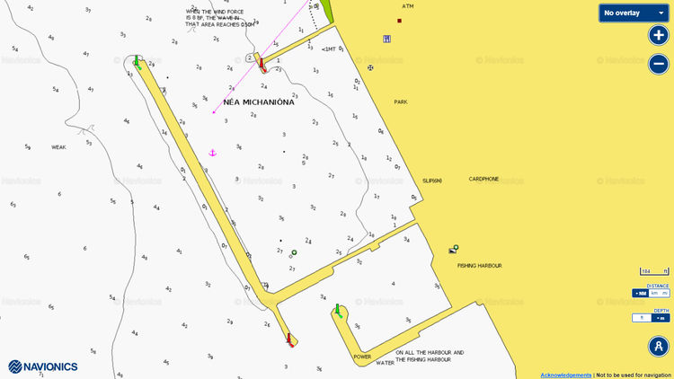 Открыть карту Navionic яхтенных стоянок в рыбном порту Неа Миханьона