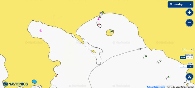 Открыть карту Navionic якорной стоянки яхт в бухте Торонис
