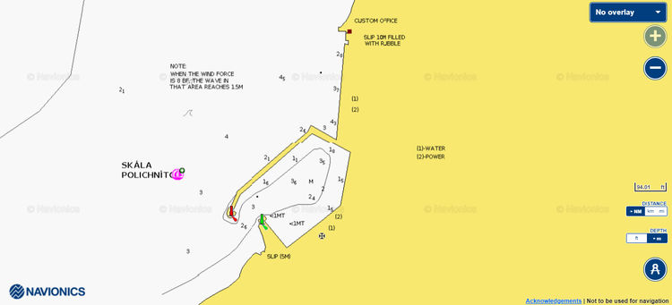 Открыть карту Navionic стоянок яхт в фишпорту Скала Полихниту