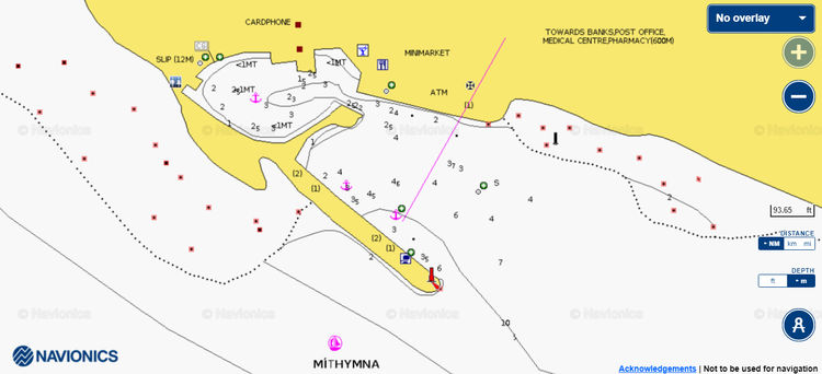 Открыть карту Navionic стоянок яхт в Митимне