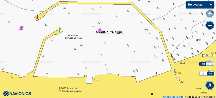 Открыть карту Navionics стоянки яхт в порту Тасос