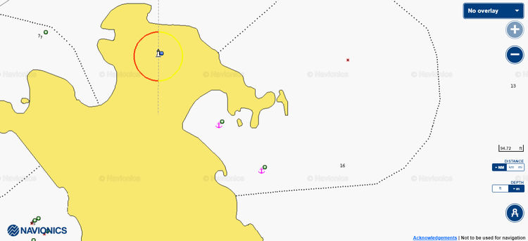 Открыть карту Navionics Якорных стоянок яхт в восточной бухте