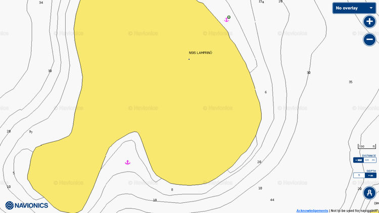 Открыть карту Navionics Якорных стоянок яхт в южной бухте острова Лабринос