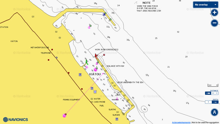 Открыть карту Navionics стоянок яхт в порту Кяту