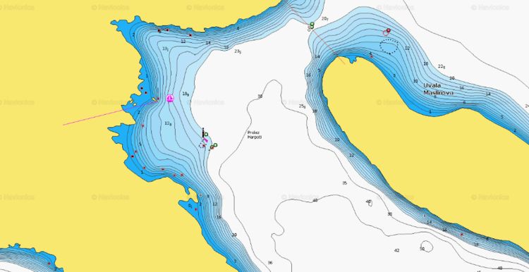 Открыть карту Навионикс стоянок яхт в проливе Харпоти
