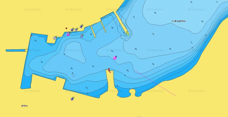 Открыть карту Navionics стоянки яхт в порту Йелcа