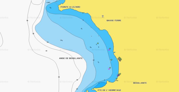 Откыть карту Navionics якорной стоянки яхт в бухте Буйанте