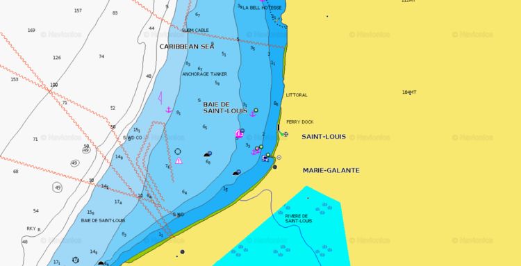 Открыть карту Навионикс стоянки яхт в бухте Святого Луи