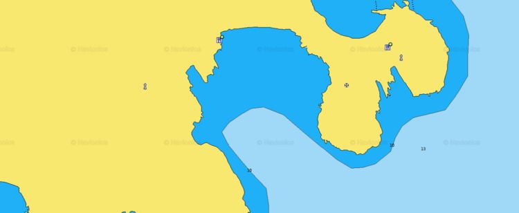 Открыть карту Navionics якорной стоянки яхт в бухте Святой Анны