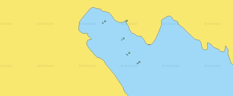 Открыть карту Navionics якорной стоянки яхт в бухте Рина Остров Наксос. Киклады. Греция