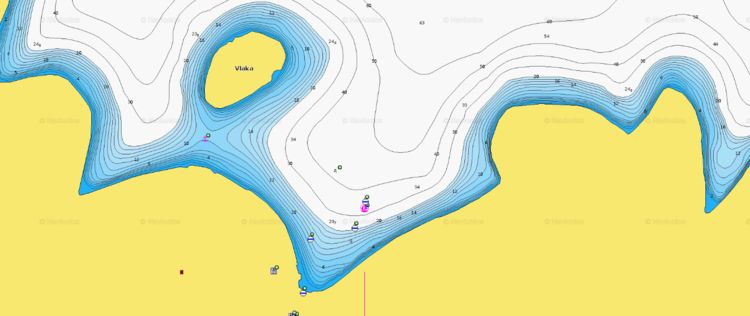 Открыть карту Navionics стоянок яхт в бухте Влака у острова Св. Клемента